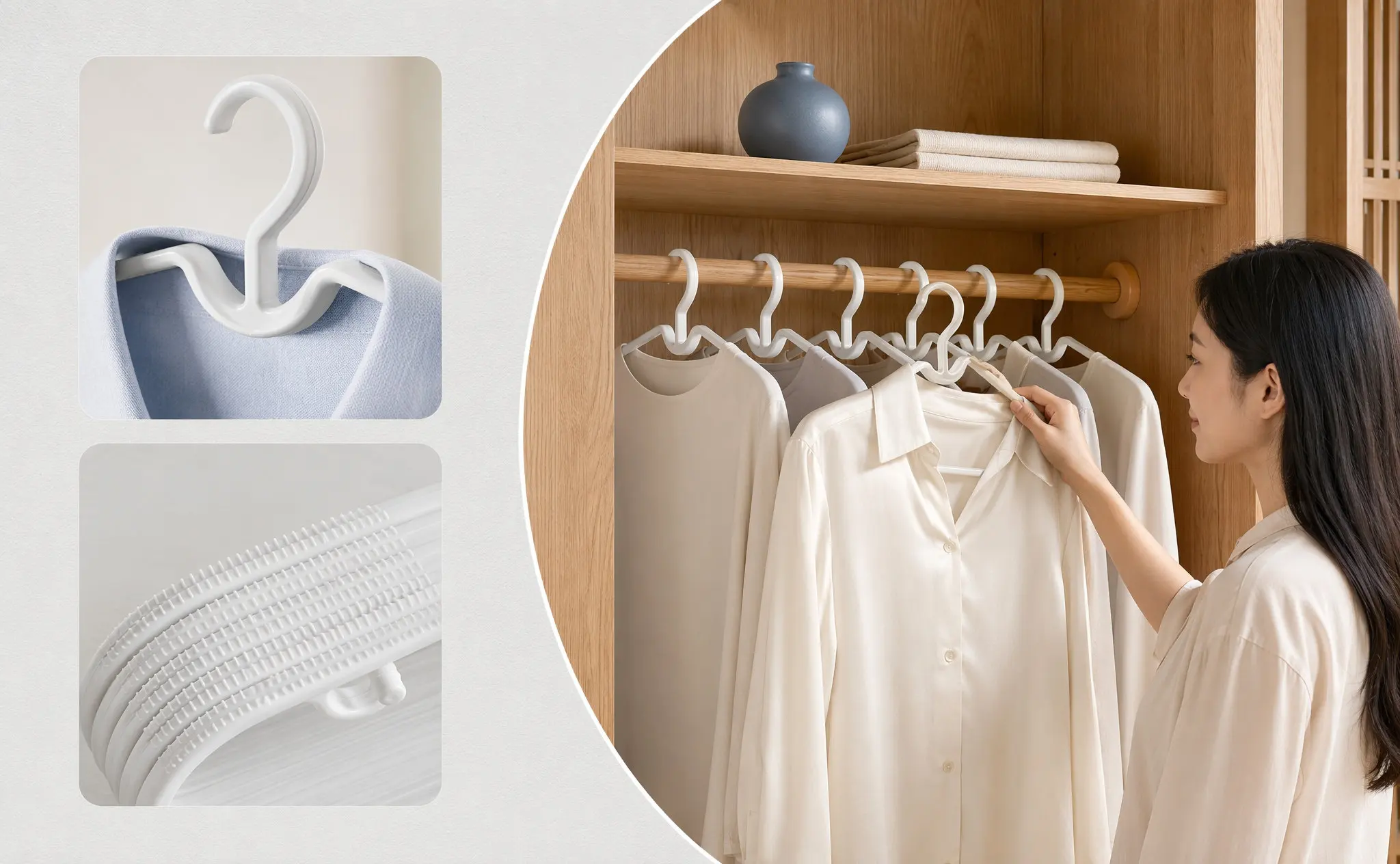 10pcs Short Neck Plastic Hangers – Non-Slip, Space-Saving Closet Organizers for Shirts & Jackets