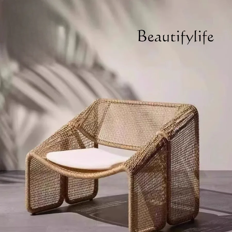 

Nordic rattan outdoor courtyard leisure sofa balcony three-piece rattan chair model room hotel villa