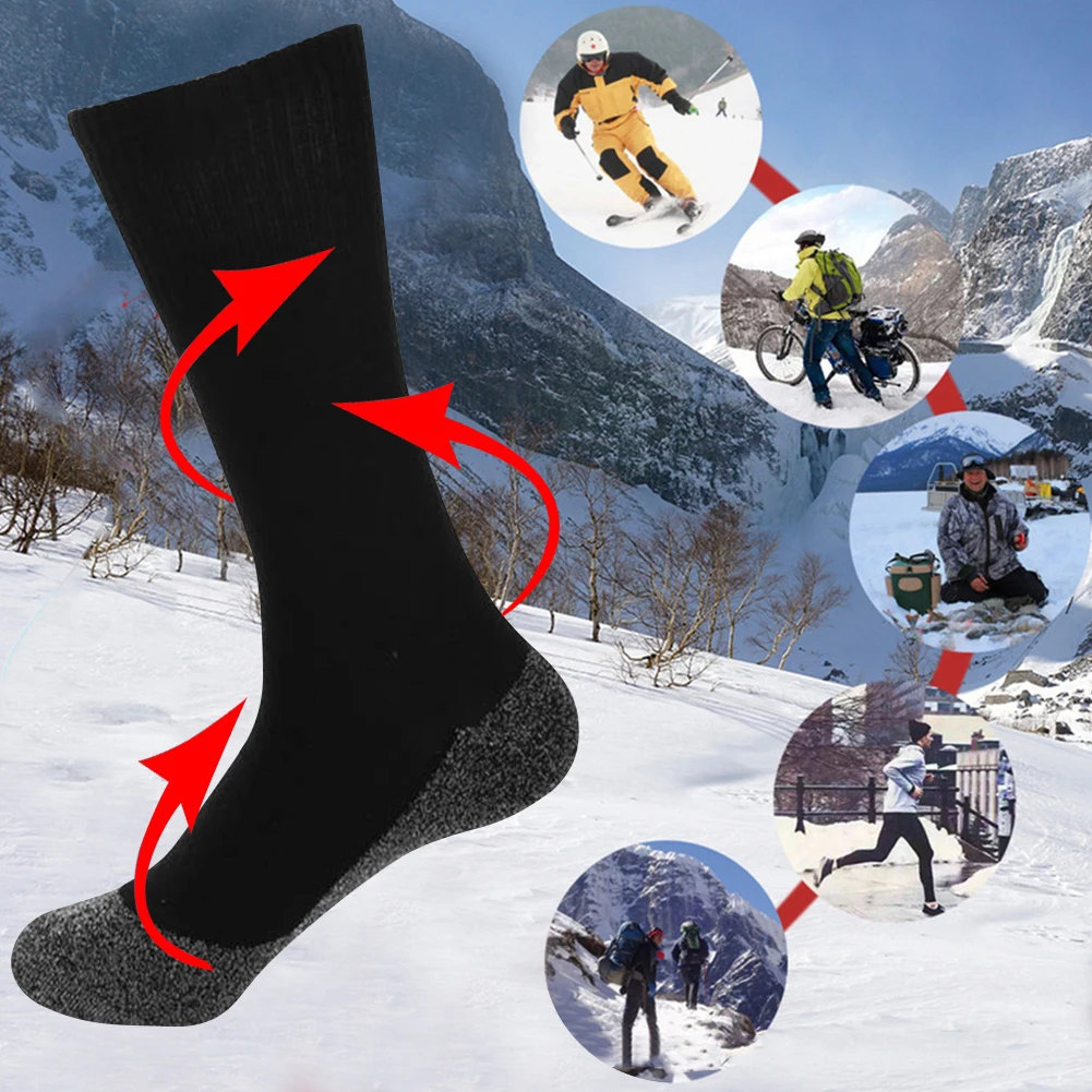 Winter Men Women Thermal Ski Socks Warm Acetate Fiber Cycling Soccer Snowboard Socks High Tube Moisture Absorption Socks