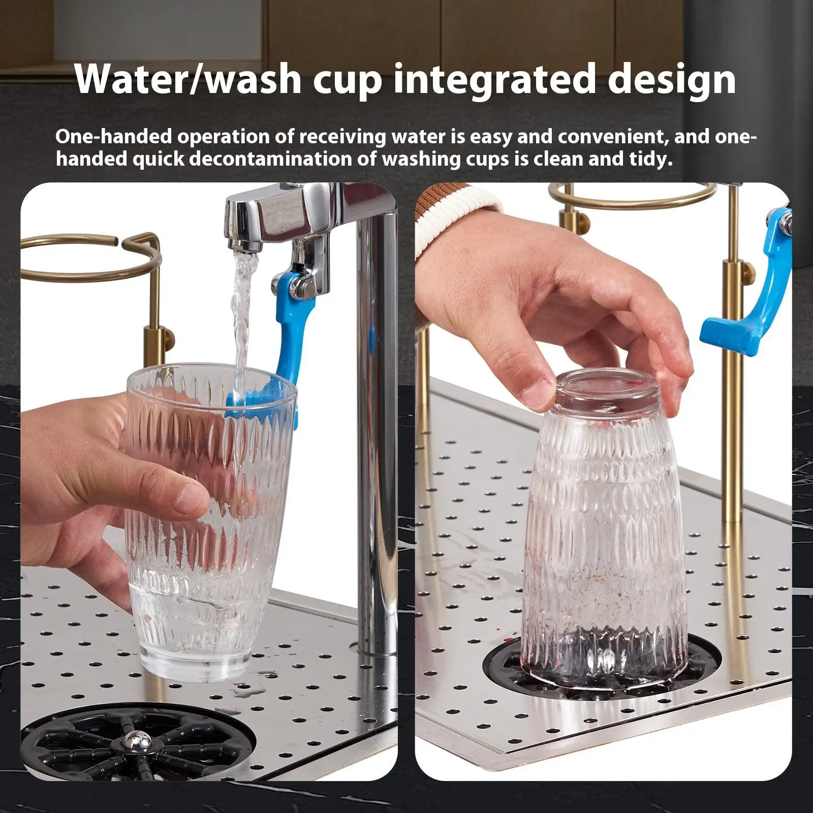 Stainless Steel Hand Brewed Sink High-Pressure Cup Washer Coffee Holder Tea Hand Brewed Coffee Making Drain Table Pushing Faucet