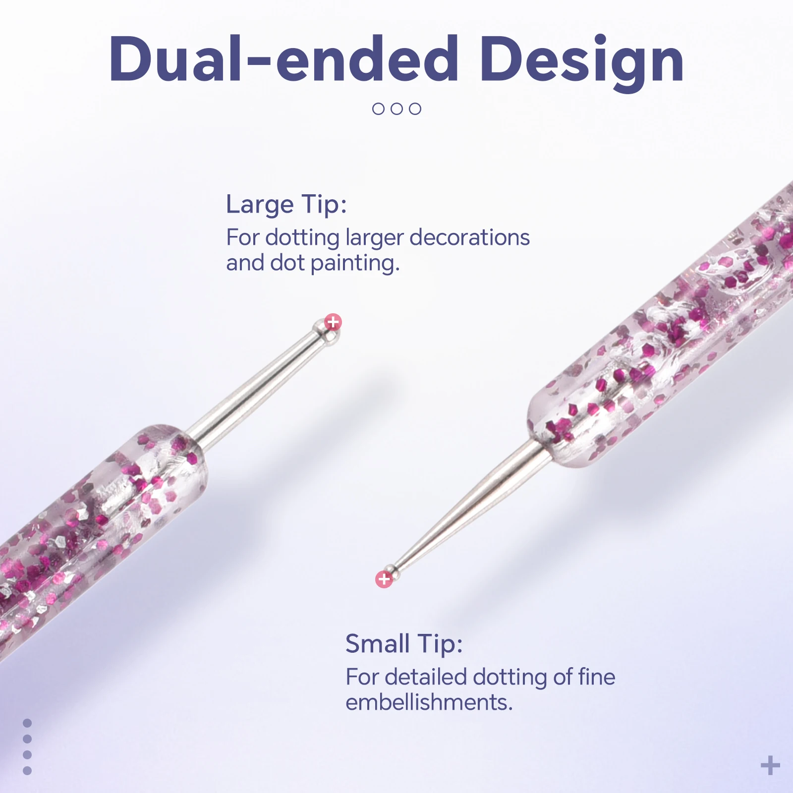 휴대용 네일 아트 도트 펜 5개/세트 크리스탈 비즈 핸들 듀얼 엔드 드로잉 페인팅 젬 펜 무지개빛 매니큐어 도구