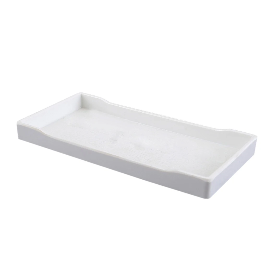 Melamine Plate Rectangle Hotel Serving Tray Easy to Clean Raised Edge for Coffee Tea Juice Bread Cake Fruit