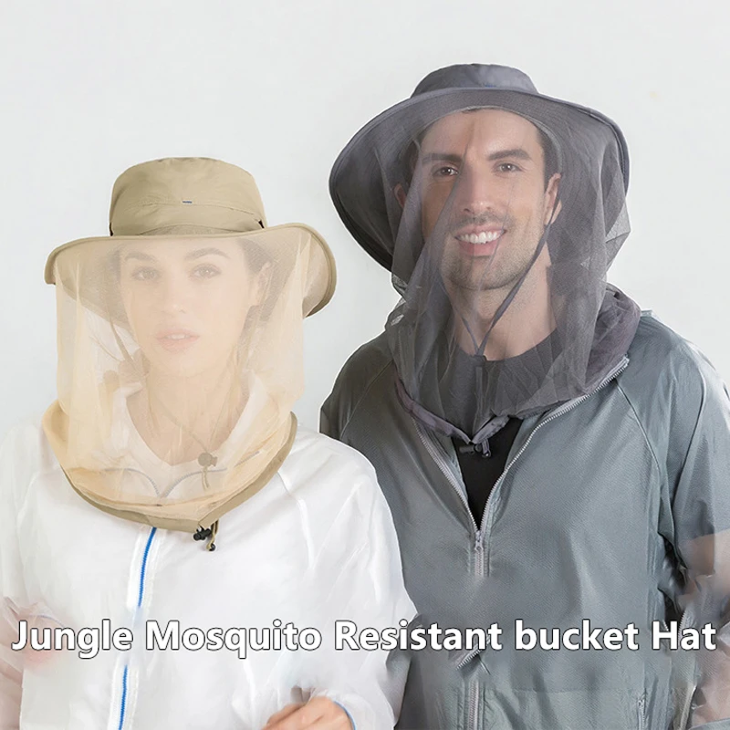 Unisex Anti Mosquito Insect Bucket Hat Summer Outdoor Jungle Farm Fishing Sun Hat Men Breathable Mesh Full Face Protection Net