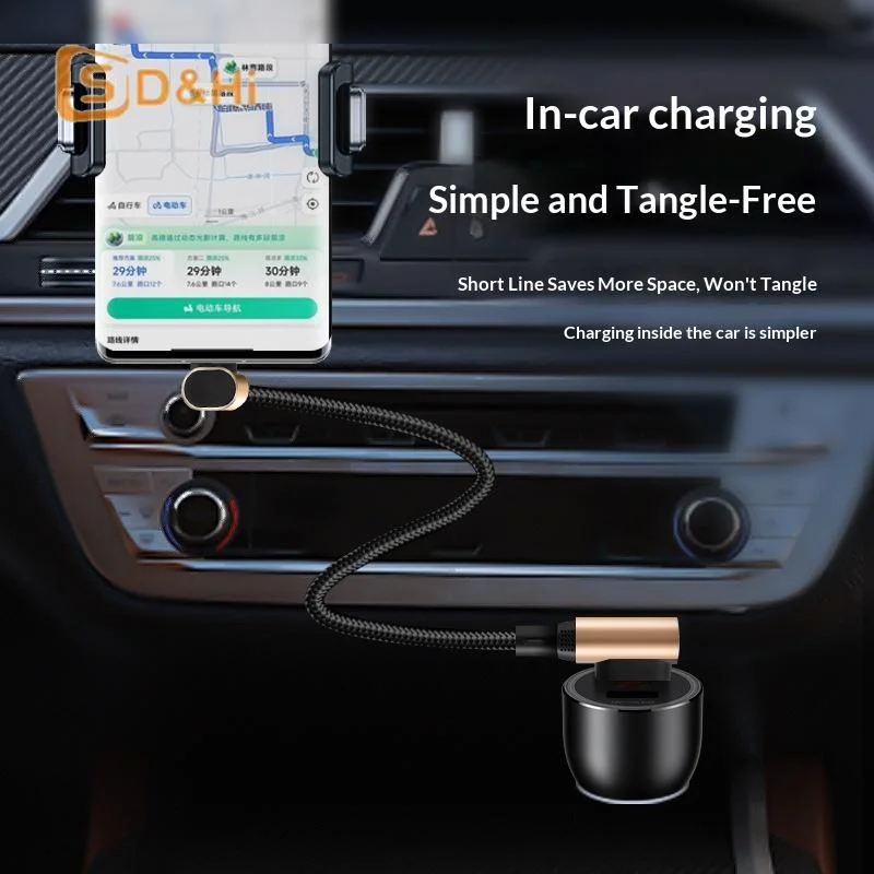 TYPE-C Mobile Game Bend Cable 66W Short USB C Fast Charging Cable Braided Nylon 90 Degree Design For Power Bank Portable Use