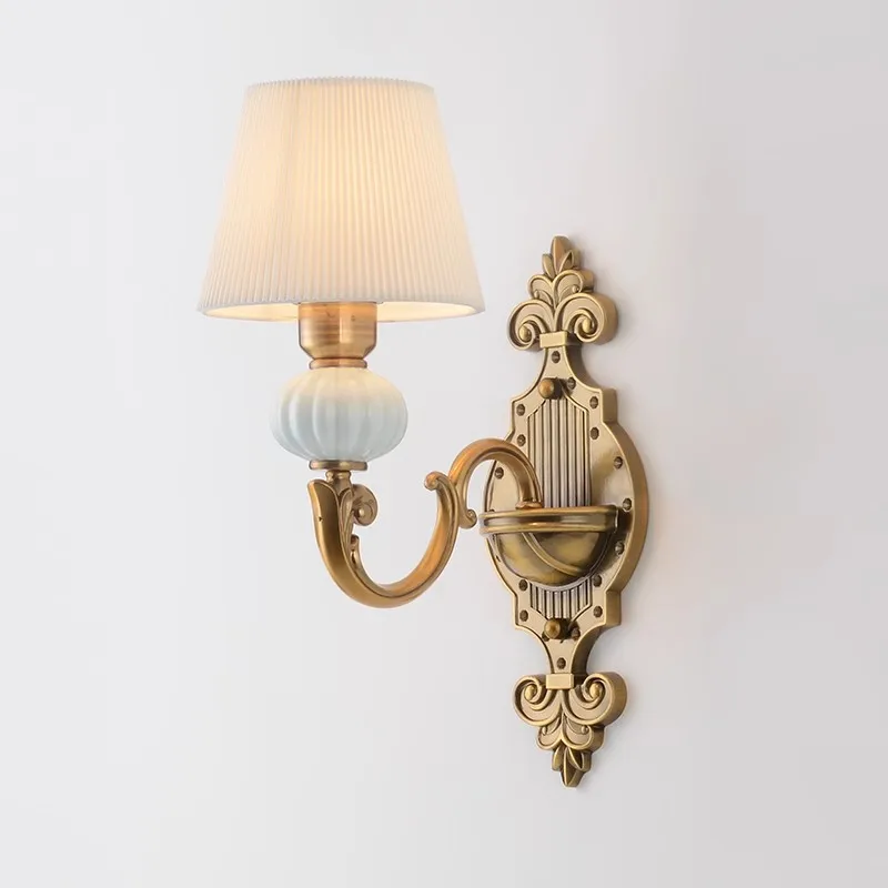 

European Style Bedroom Bedside Wall Lamps Retro Creative Living Room Ceramic Lamp Dining Room Hallway Balcony Lighting Fixture