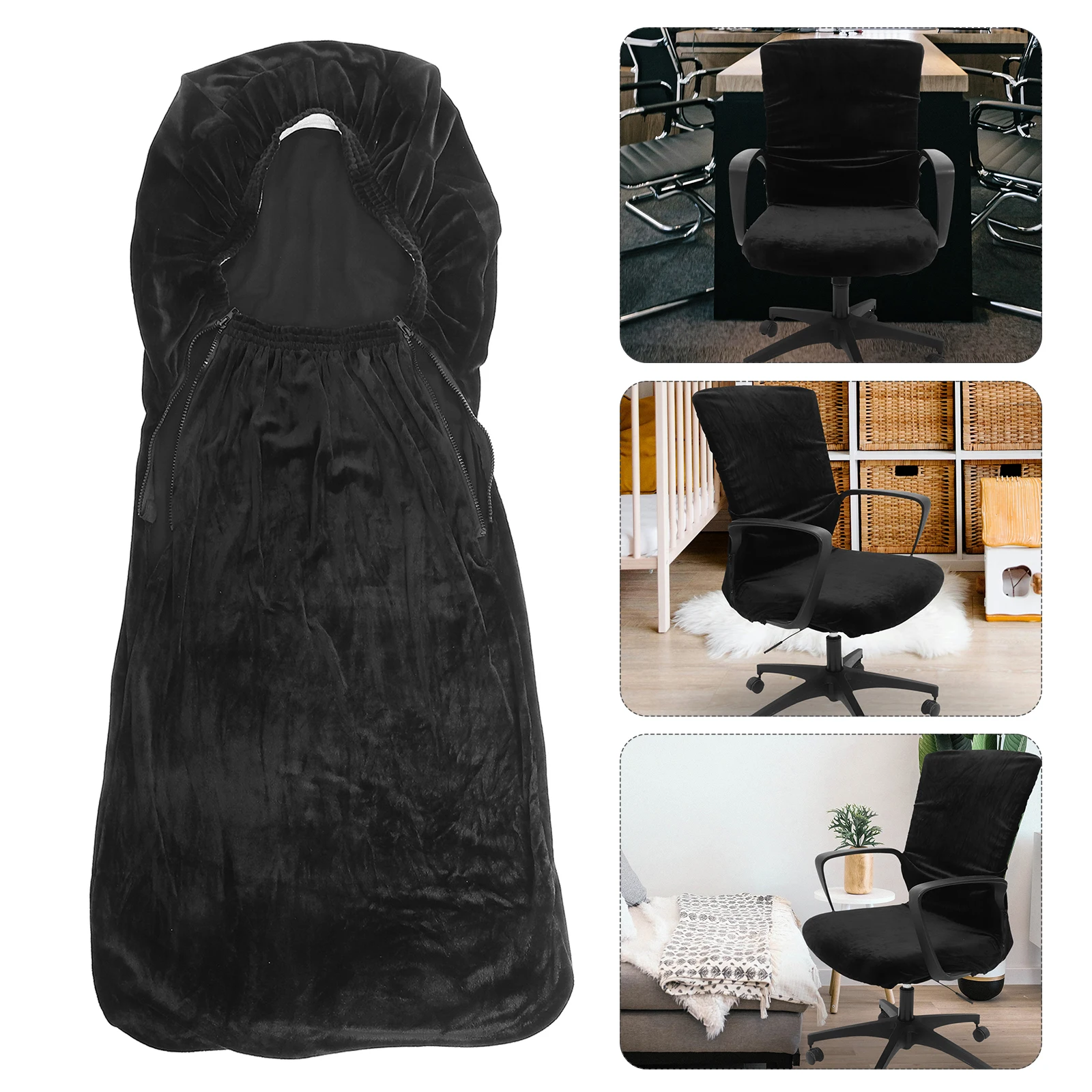 

Elastic Computer Chair Cover M Size Black 62 68cm Back Office Swivel Polyester Stretchable Reusable Washable Decorative