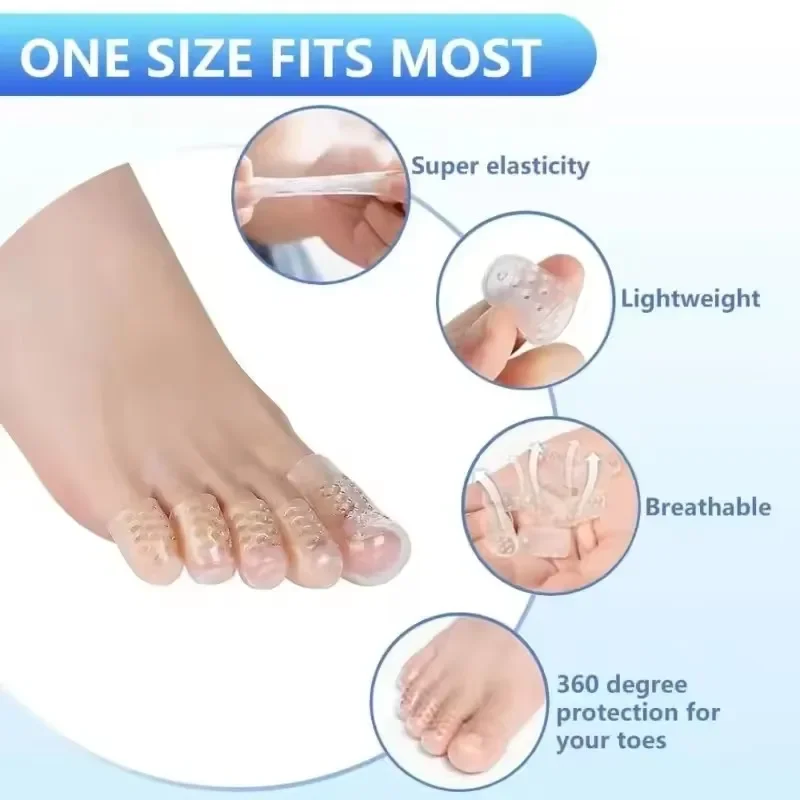 Silicone Toe Protector Sleeves Breathable Anti-Friction Toe Cap Pain Relief for Blisters Prevention Running Hiking Shoe Care Kit