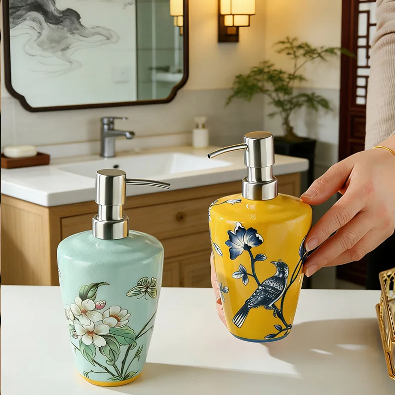 480ml  soap dispenser press bottle with stainless steel pump head suitable for ceramic hand soap body wash and shampoo