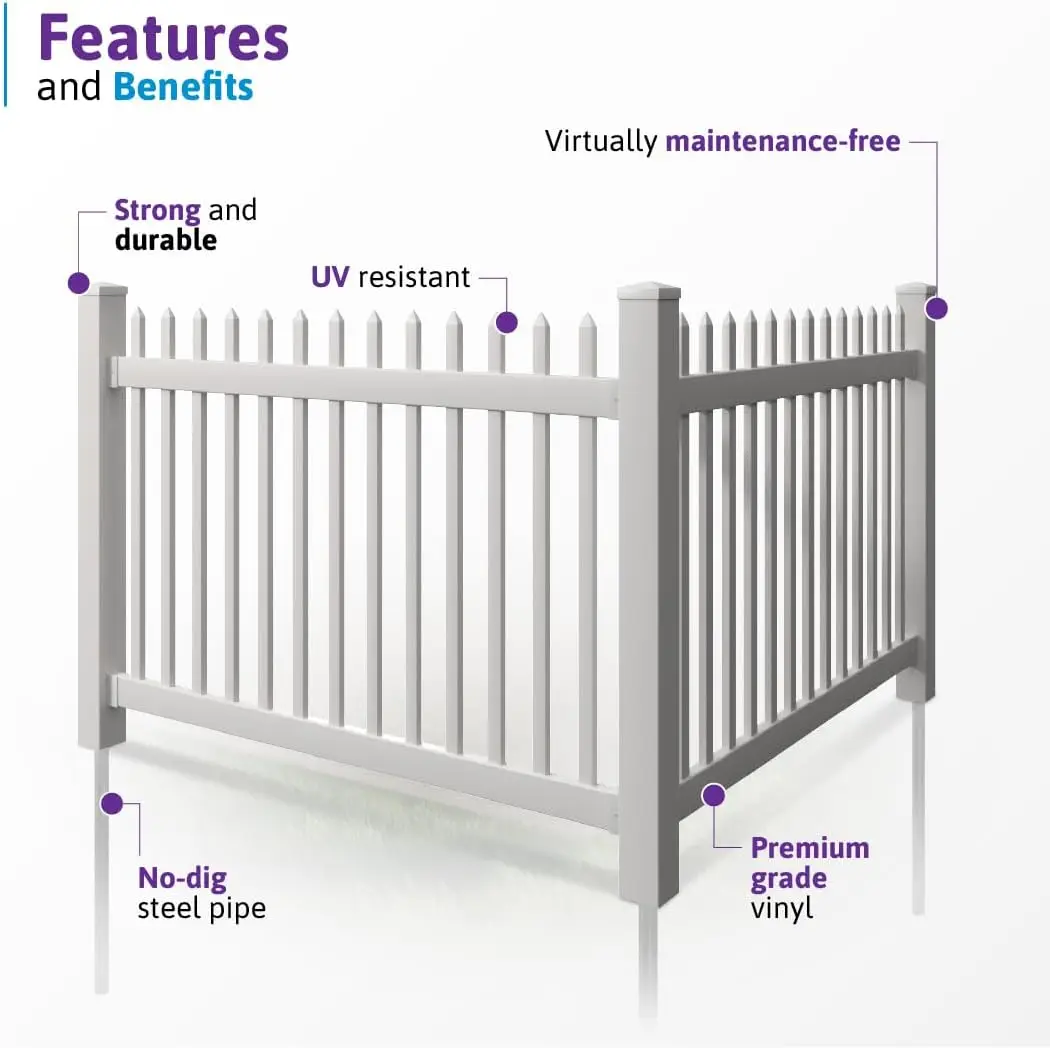 4 أقدام ارتفاع × 6 أقدام عرض (1 لوحة + 1 عمود) طقم سياج نانتوكيت دافئ بدون حفر، طقم لوحة سياج سهلة التركيب بنفسك