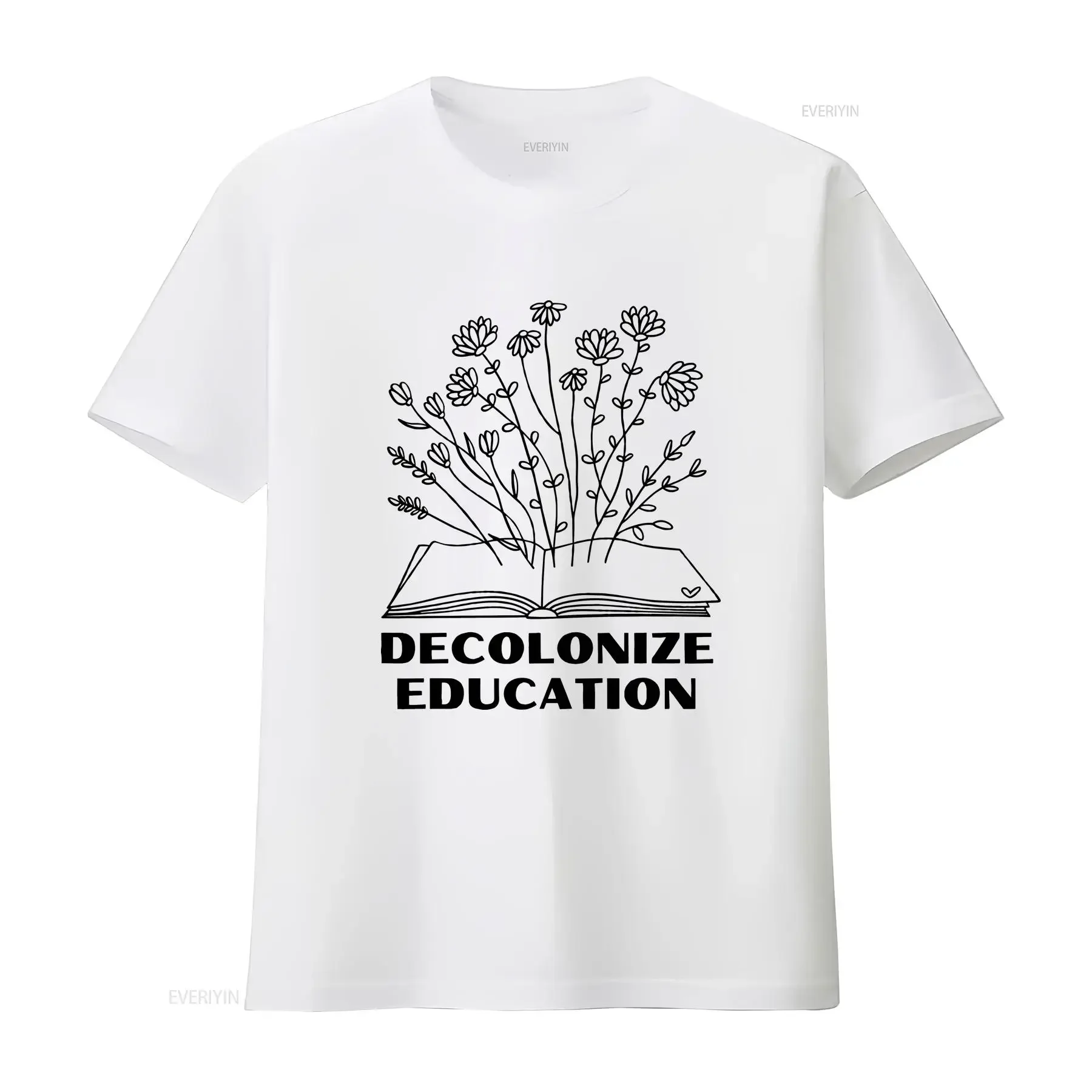 Decolonize Education Wildflower Book T Shirt Educational Awareness Equal Rights Social Justice Indigenous vintage Washed