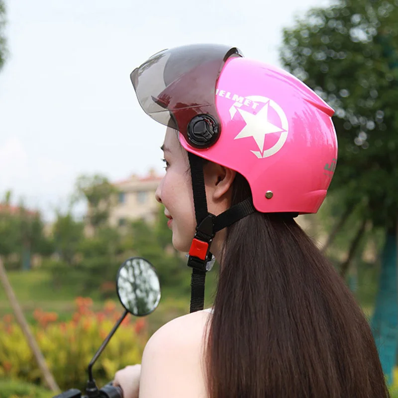 Open Dual Lens Visors Helmet Motorcycle Scooter Bike Electric Car Anti-UV Safety Hard Hat Bicycle Cap Motorcycle Accessories