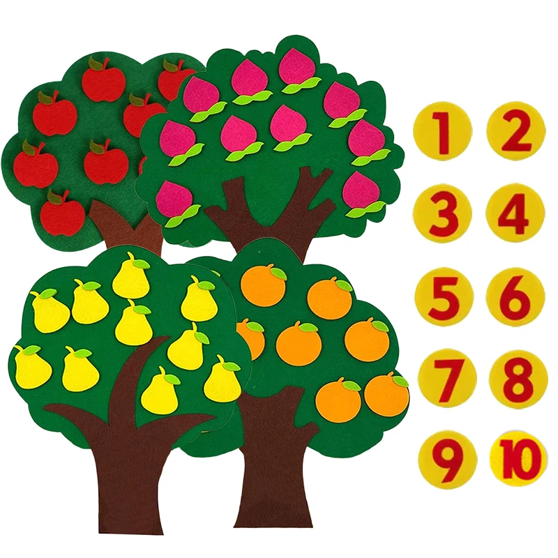 Kinder Puzzle Filz Spielzeug Vlies Obst Baum Digitale Montessori Spielzeug Frühen Kindheit Intellektuelle Bildung Baby Geschenke TMZ