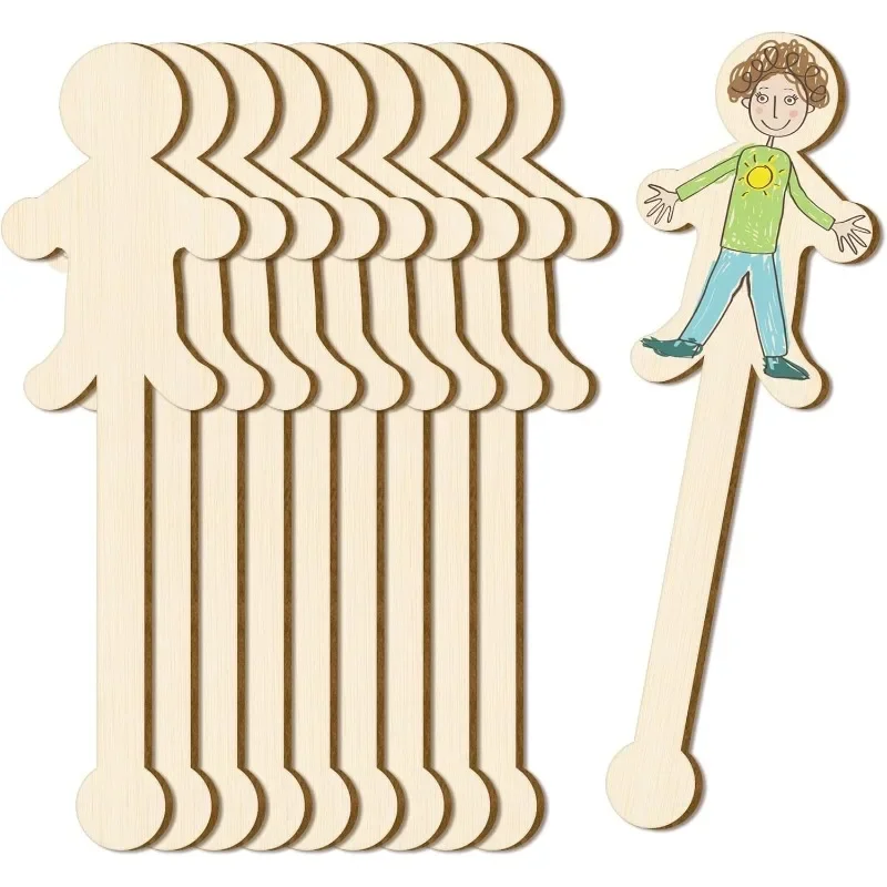 

30PCS Wooden People Shaped Craft Sticks for Unisex Student DIY Project Making Classroom Home Arts Decoration Supplies