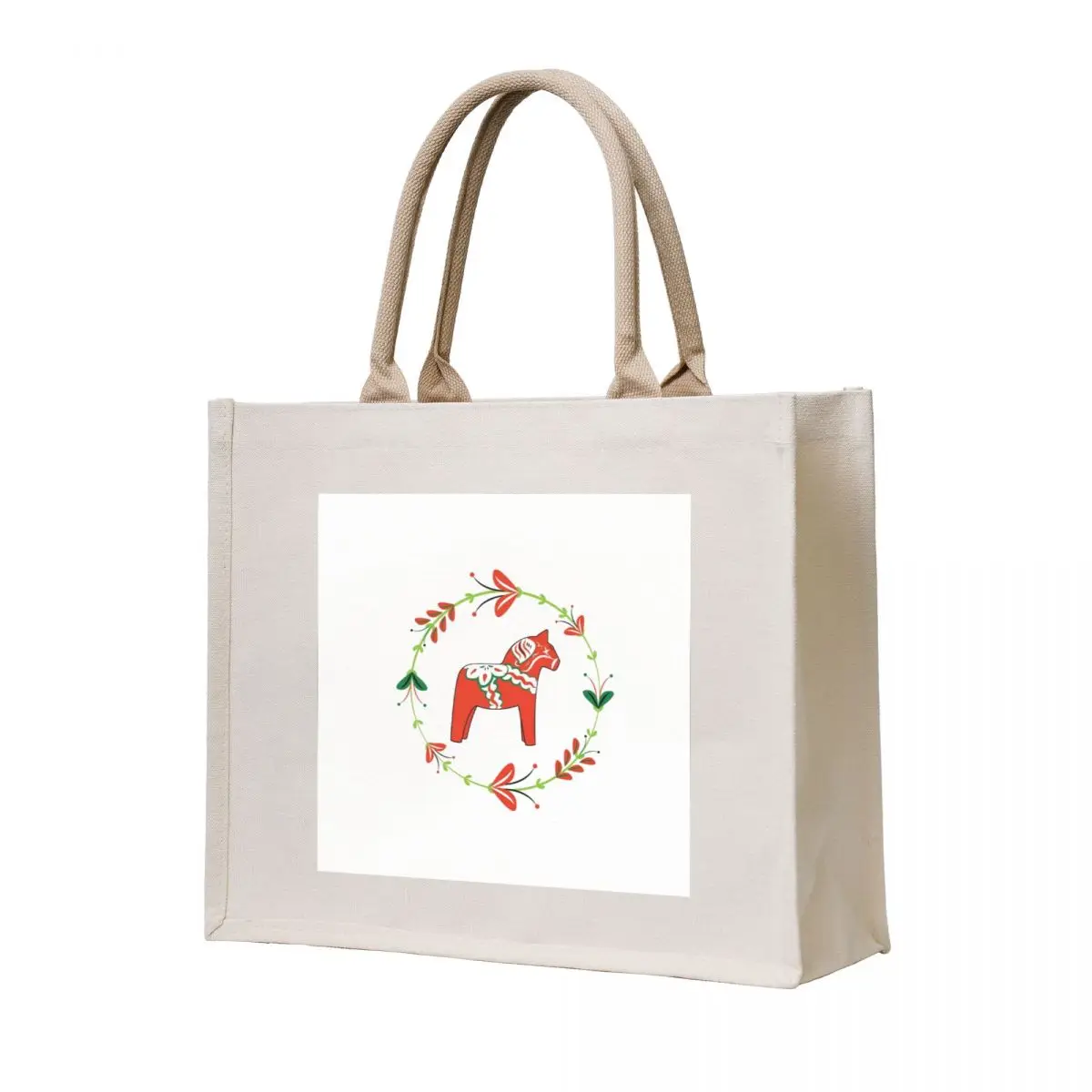 

Dala Horse with Swedish Folk Art Wreath Tote Bag tote bags men Cloth bags Shopper handbag large tote bag