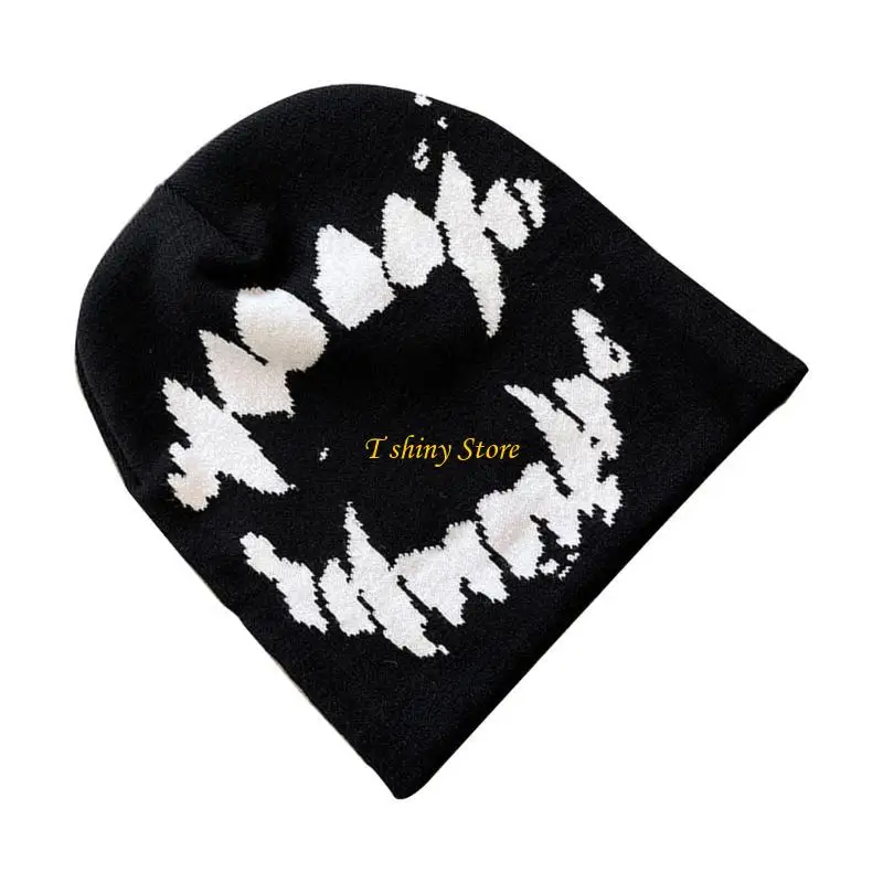 

N58F Рождественская шапка-бини для взрослых Вязаная шапка с жаккардовым узором Зимняя велосипедная шапка