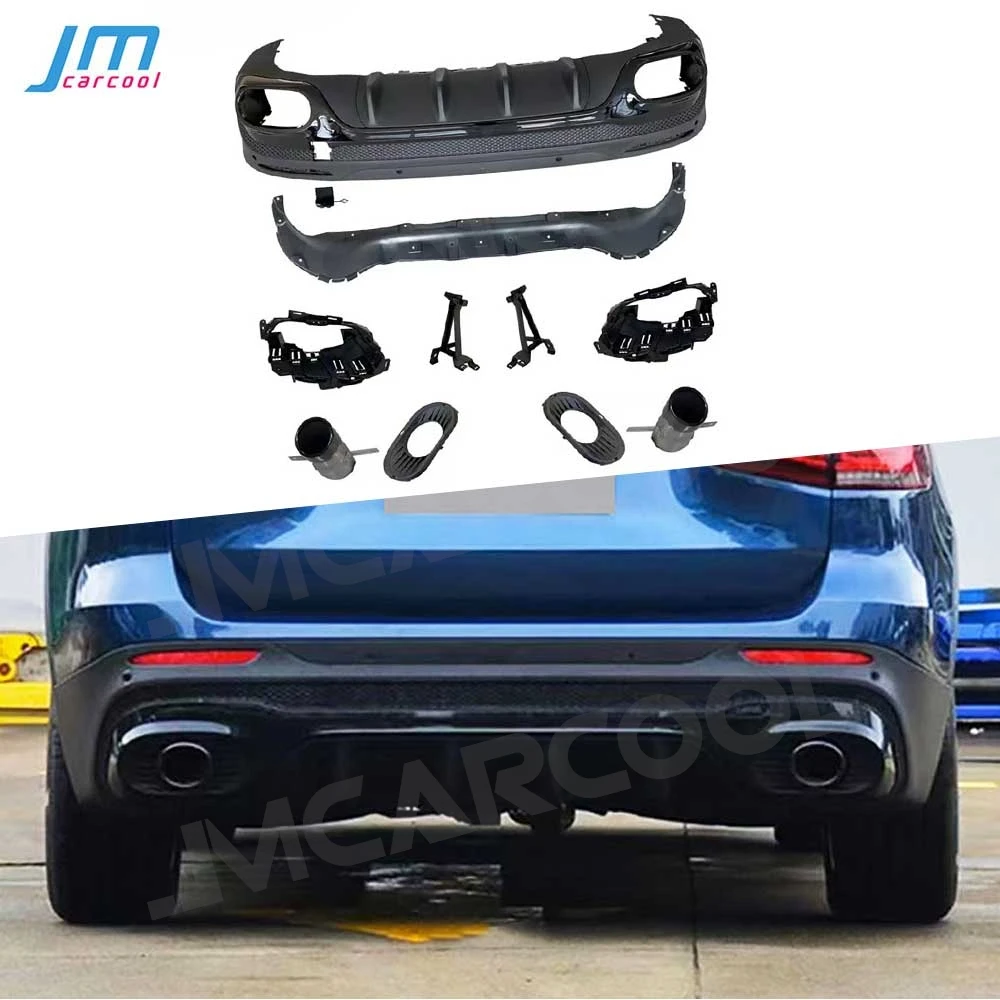 

ABS Car Rear Lip Diffuser O-O Exhaust Muffle Tips for Mercedes Benz GLB X247 GLB180 200 GLB35 AMG 2019+ Bumper Scratch Protector