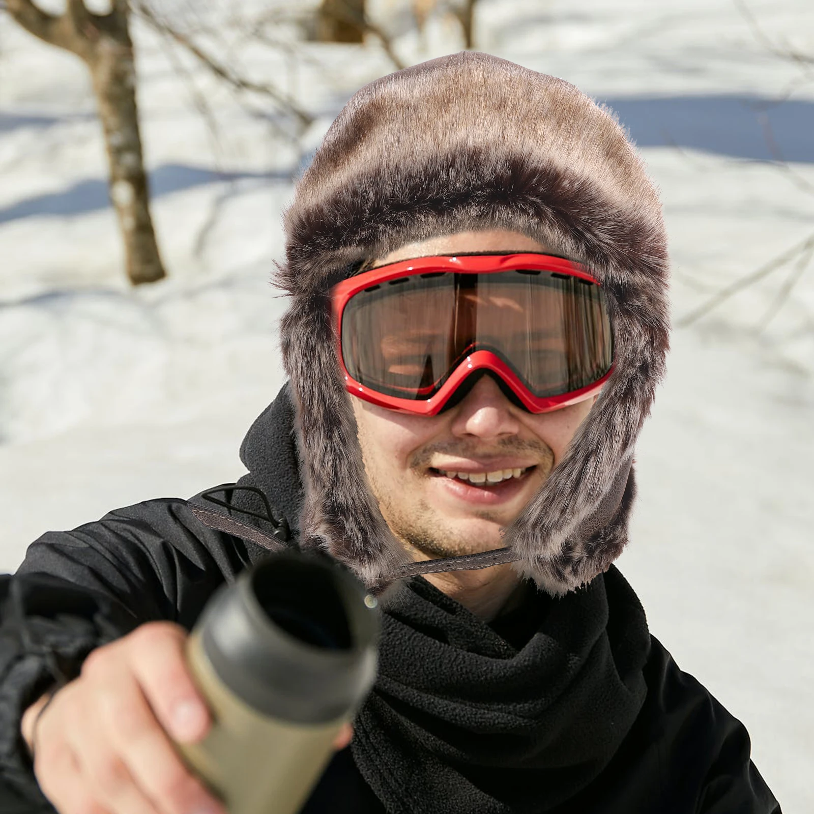 

Ski Hat Trapper Knitted with Ear Flaps Snow Hats Autumn and Winter Men Women