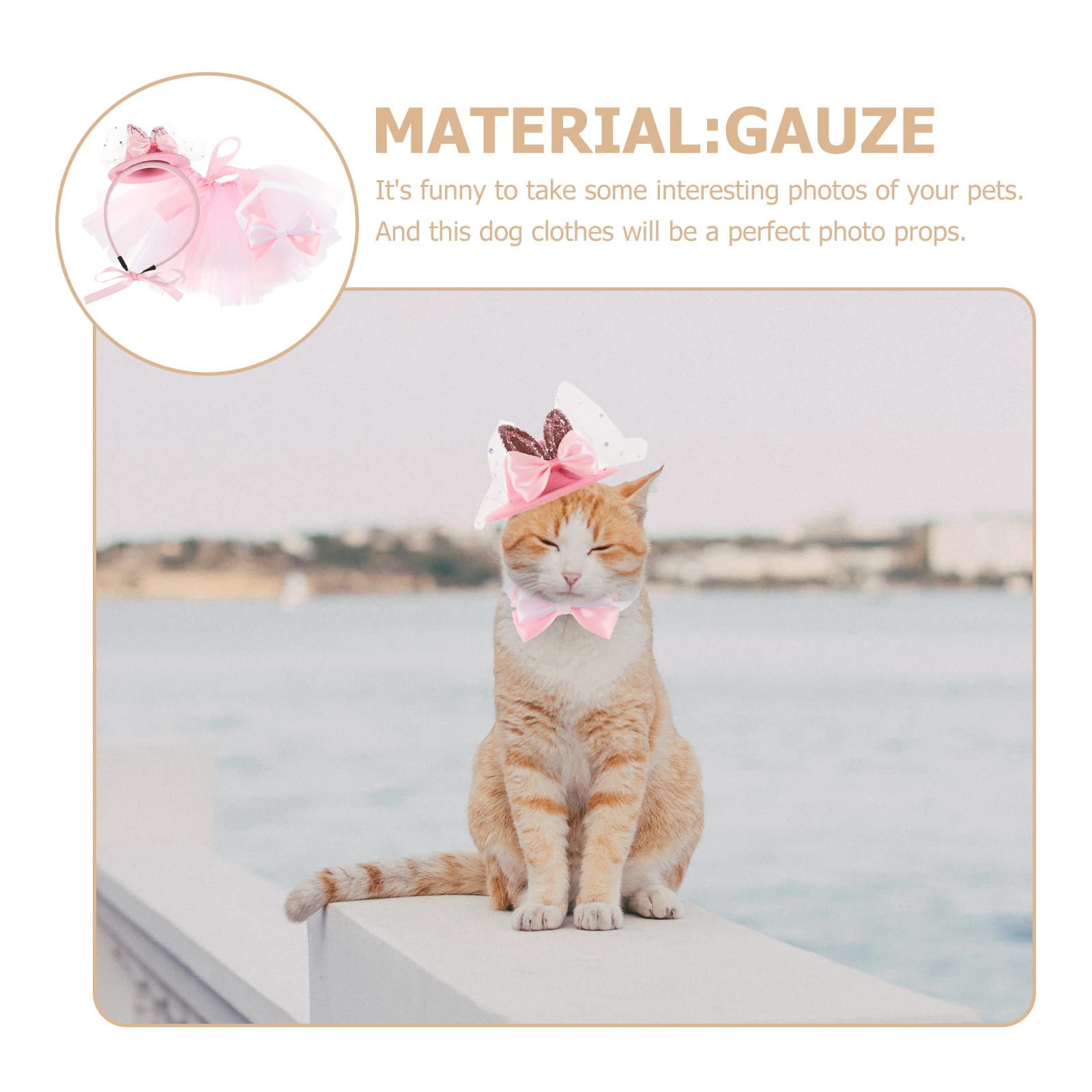 

1 set 1 Set Puppy Easter Skirt Cosplay Dog Clothes Bow Tie Hairband Kit Pet Outfit For Small Dogs Stylish Costume Gauze Fabric