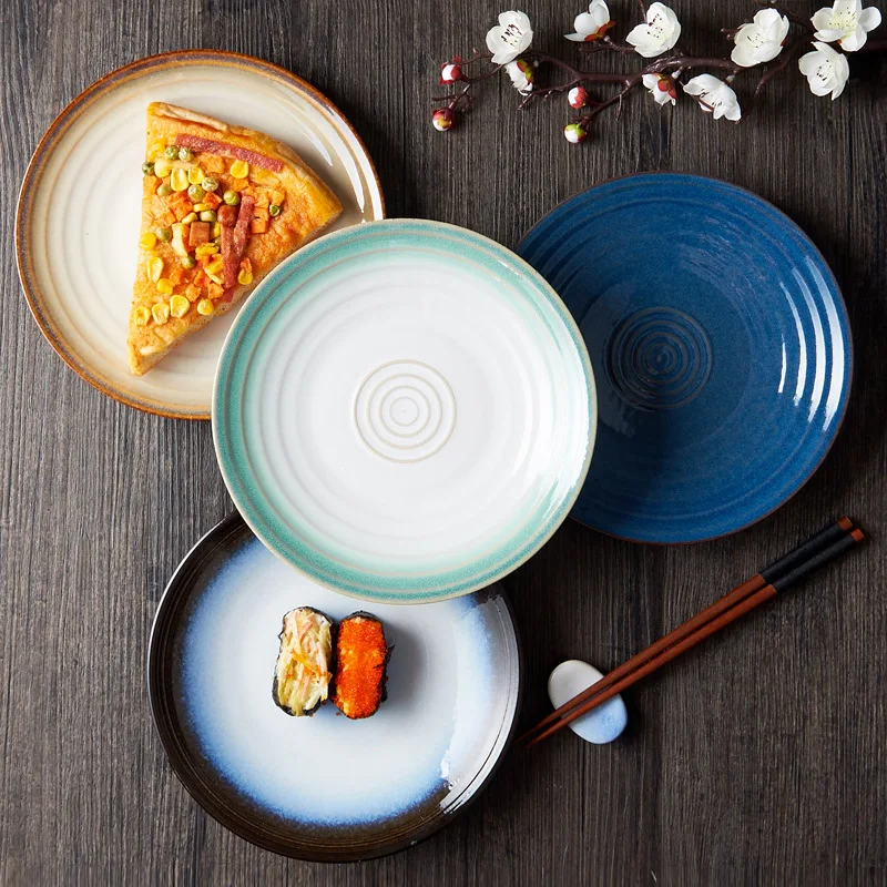 

Creative Japanese Kiln-changed Ceramic Plates, Household Dishes, Pasta Plates, Restaurant Dessert Plates Dinner Plates