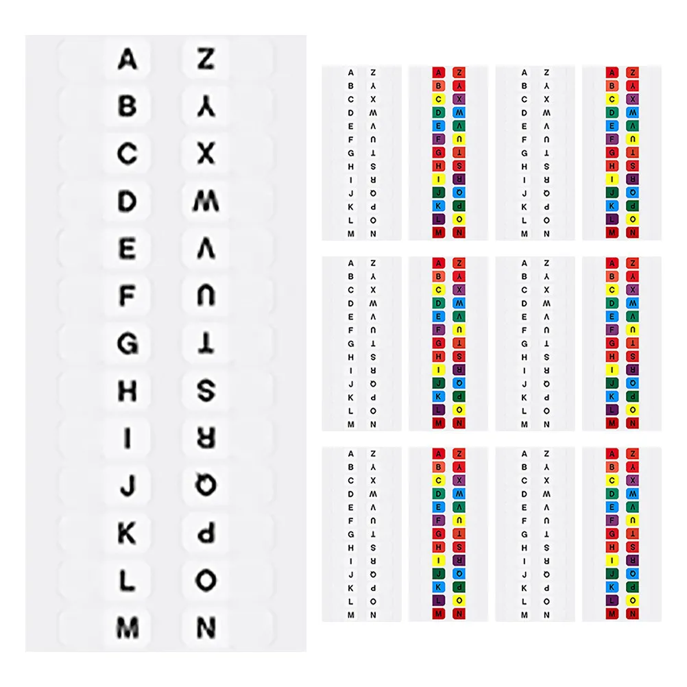 

20Sets Index Tabs Colorful Alphabet PVC Waterproof Self Adhesive Letter Labels for School Office Files Notebooks Planners