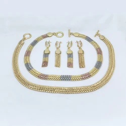 Dubai Necklace Earrings Bracelet African Jewelry Sets 3 pieces Thick Chain 12MM Width Bridal Party Wedding Jewellery