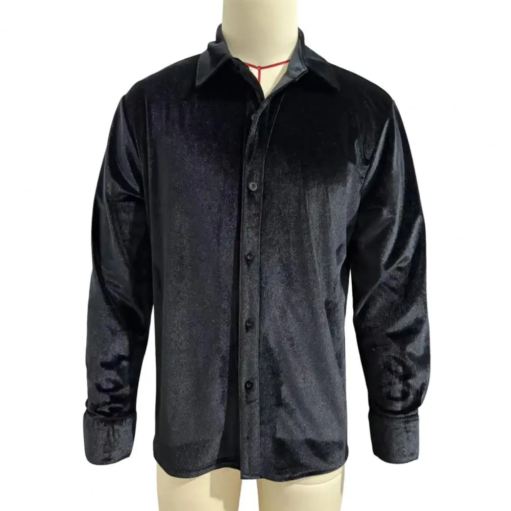 

Men Velvet Shirt Men's Velvet Dress Shirt Long Sleeve Button Down Lapel Shirt Casual Formal for Parties Dates Office Wear