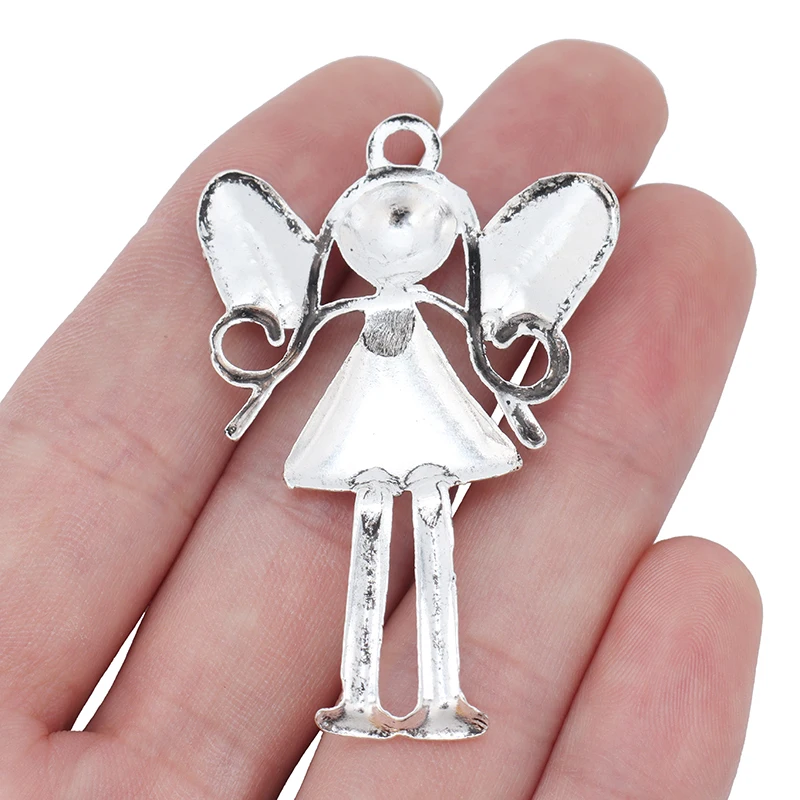 10pcs Large Guardian Angel Girl Fairy Amulet Charms Pendants DIY Necklace Jewelry Making Findings