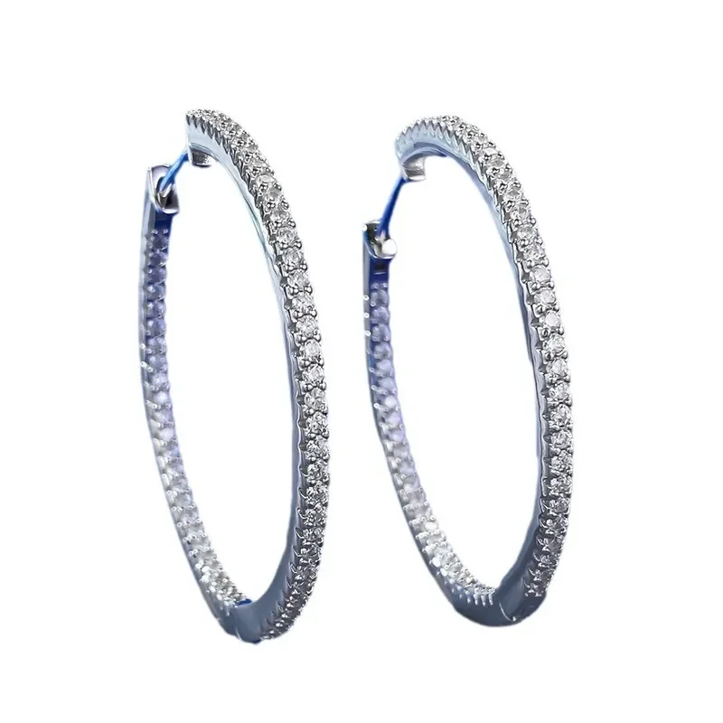 

Spring Qiaoer Fashion 100% 925 Sterling Silver Lab Sapphire Gemstone Hoop Earrings for Women Wedding Fine Jewelry Gift