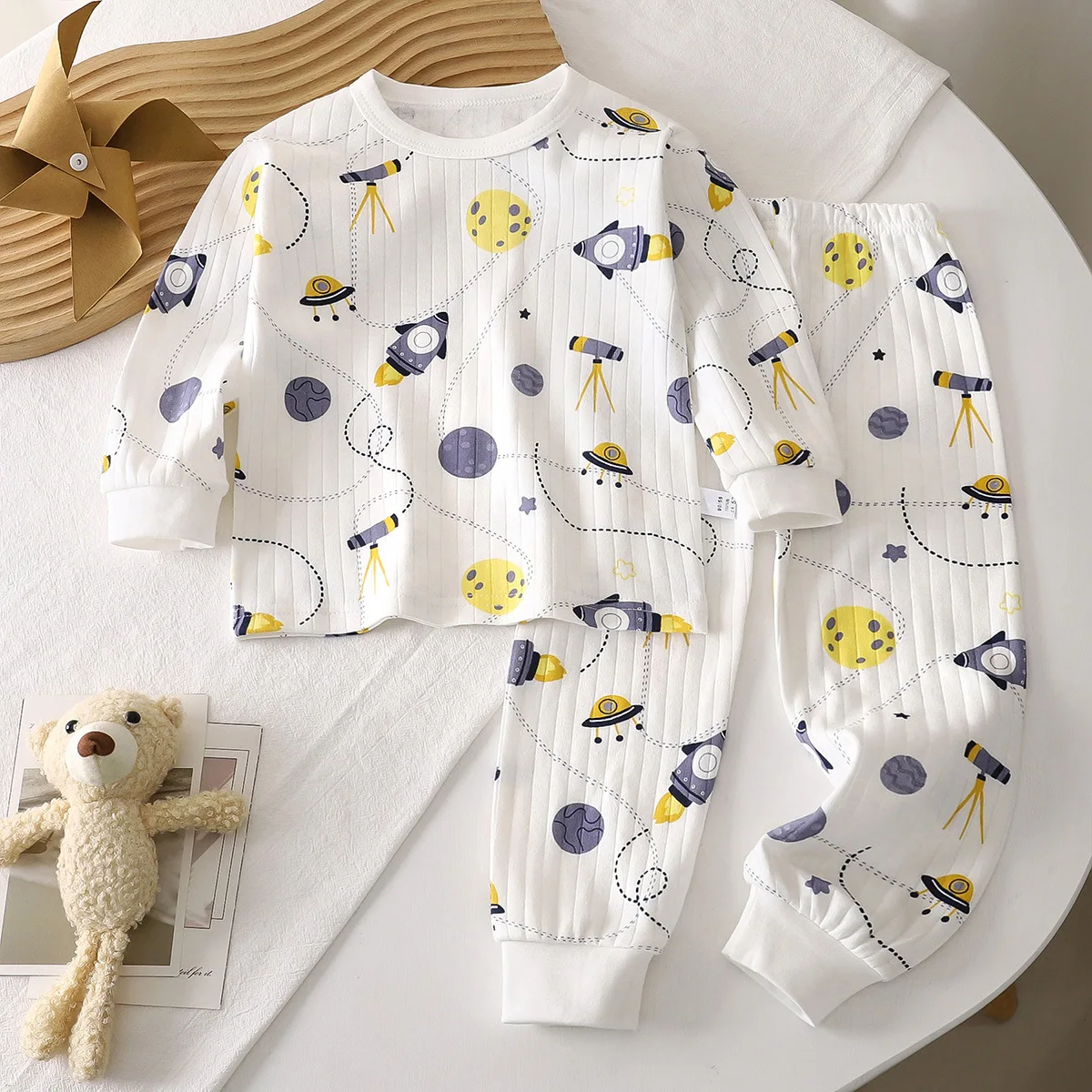 Set per bambini CottonLong Sleeve Home Sleepwear Abbigliamento per bambini Ragazzo Ragazza Autunno inverno Top Pantaloni Abiti Abbigliamento per bambini
