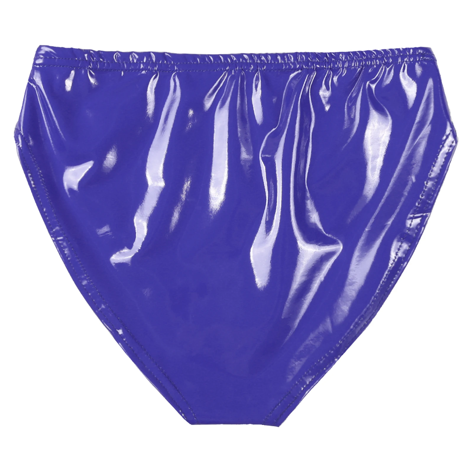 Mens Latex Panties Wet Look Patent Leather Briefs Underwear Club Dancing Performance Elastic Waistband Underpants