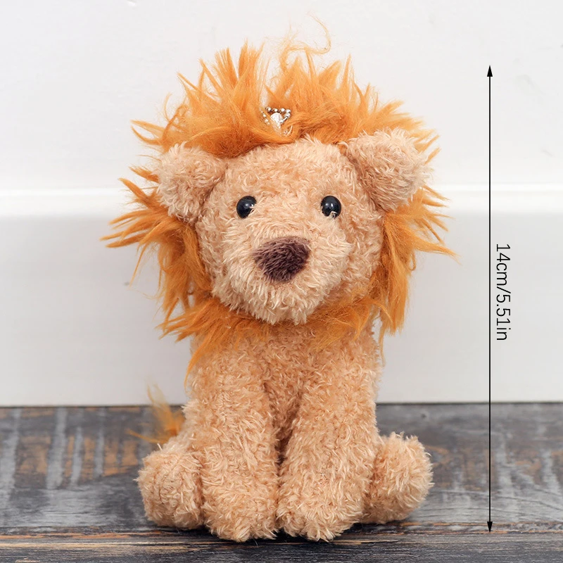 1PC 14cm Cartoon Lion Pluszowa zabawka Śliczne zwierzę Wypchana lalka Kawaii Pluszowa lalka Zabawki Uroki Plecak Breloczek Prezenty dla dzieci