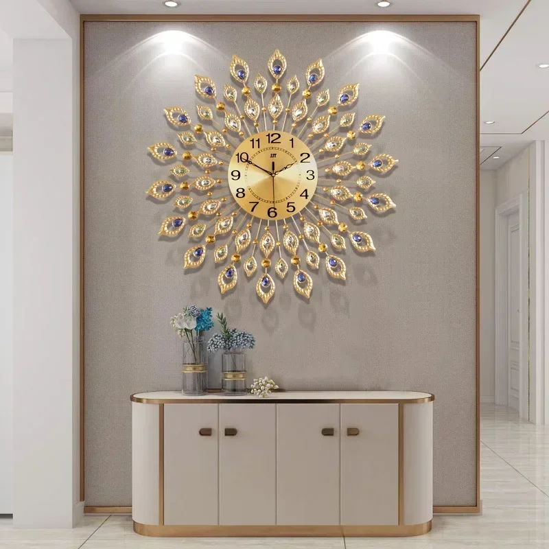 European light luxury living room wall clock wrought iron creative decorative clock fashion quartz clock 60X60CM, 70X70CM