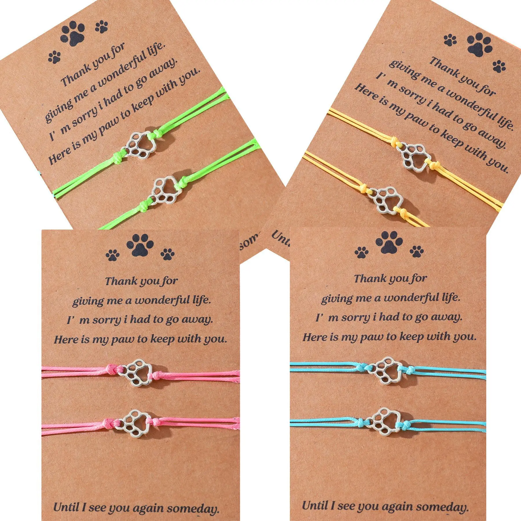 Fashionable Multi-color Thread Cat Paw Imprint Hand Woven Blessing Bracelet Friendship Bracelet Hot Selling