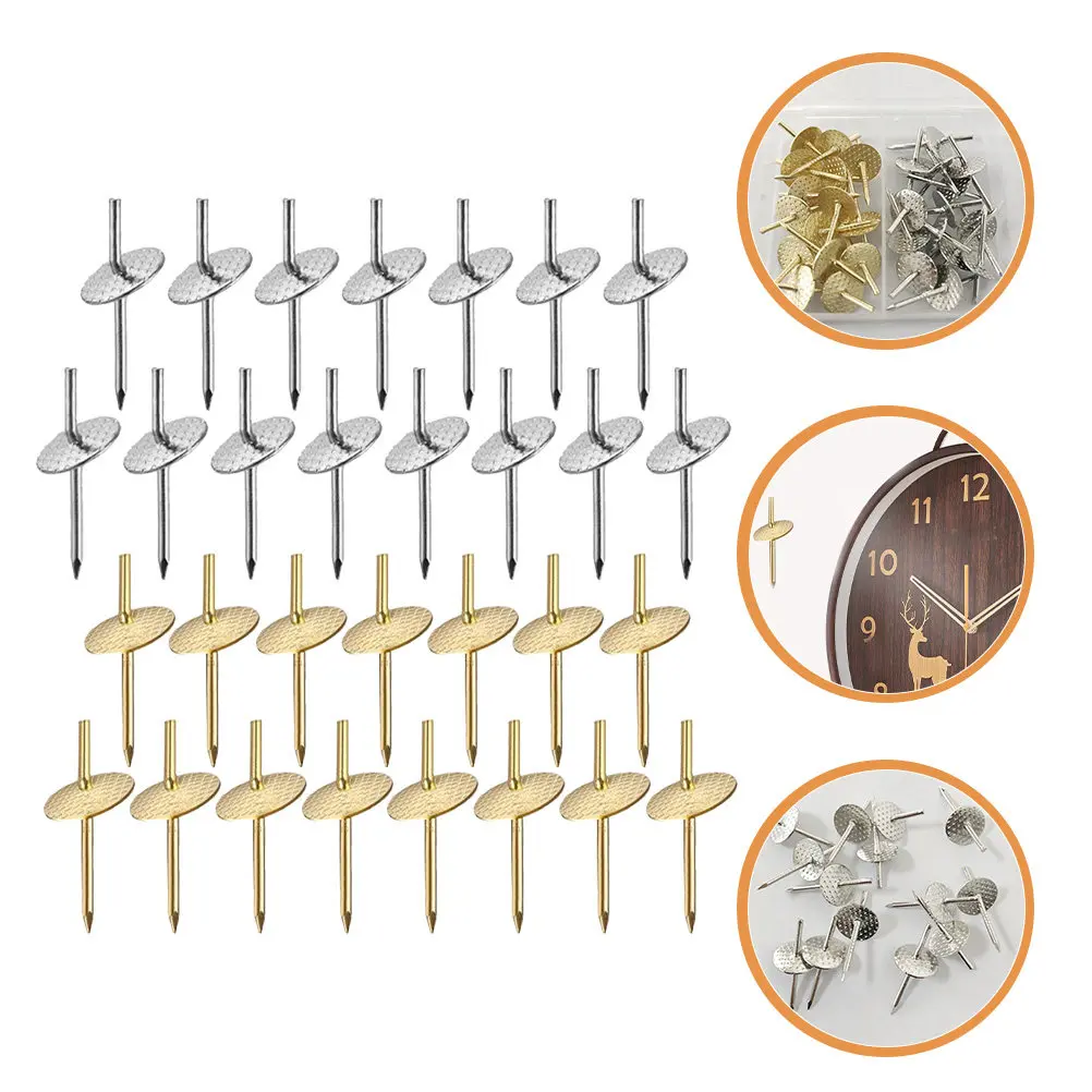 30Pcs Wall Picture Hangers Iron Hooks Nails Small Pin Hole Design for Drywall Wooden Walls Heavy Duty Photo Art Clock Poster