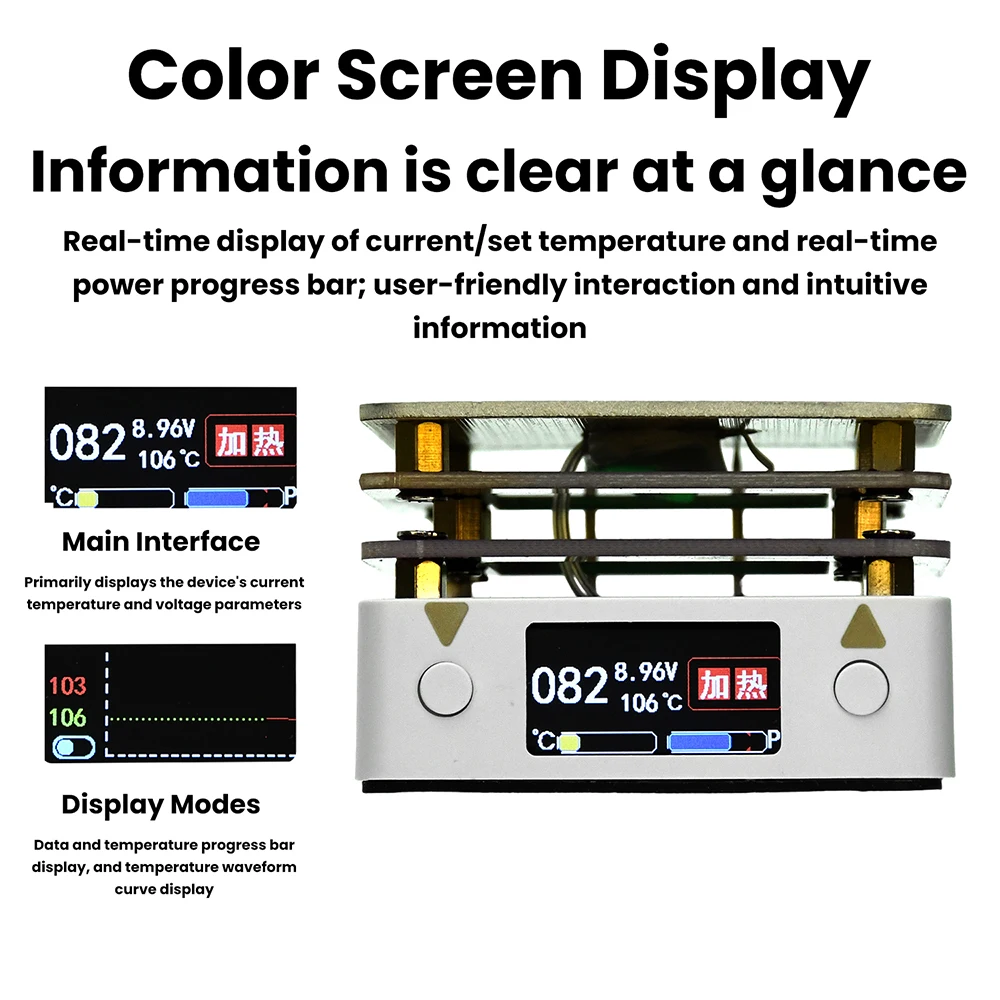 Mini Soldering Station PD65W 20V Digital Display Adjustable Heating Plate with Aluminum-Based Plate for Efficient Repair Tool