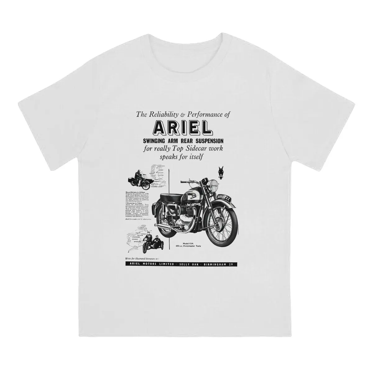 Funny 1954 A-Ariel Moto T-Shirts Men Crewneck Cotton T Shirts A-Ariel Short Sleeve Tees Gift Idea Clothing