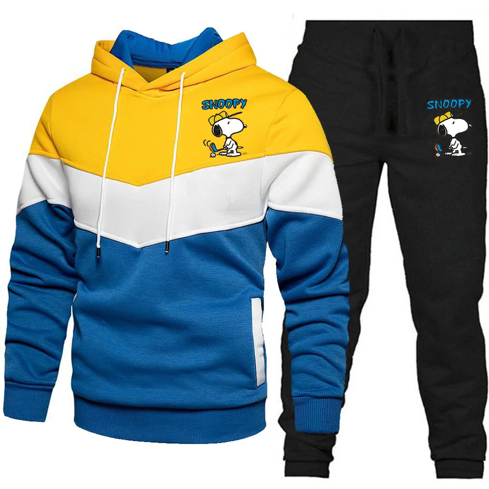 

2024 Snoopy Spring Men's and Women's Sports Hoodies Sweatpants Fashion Sweatshirt Cotton Tops Sets Unisex High Quality Tops