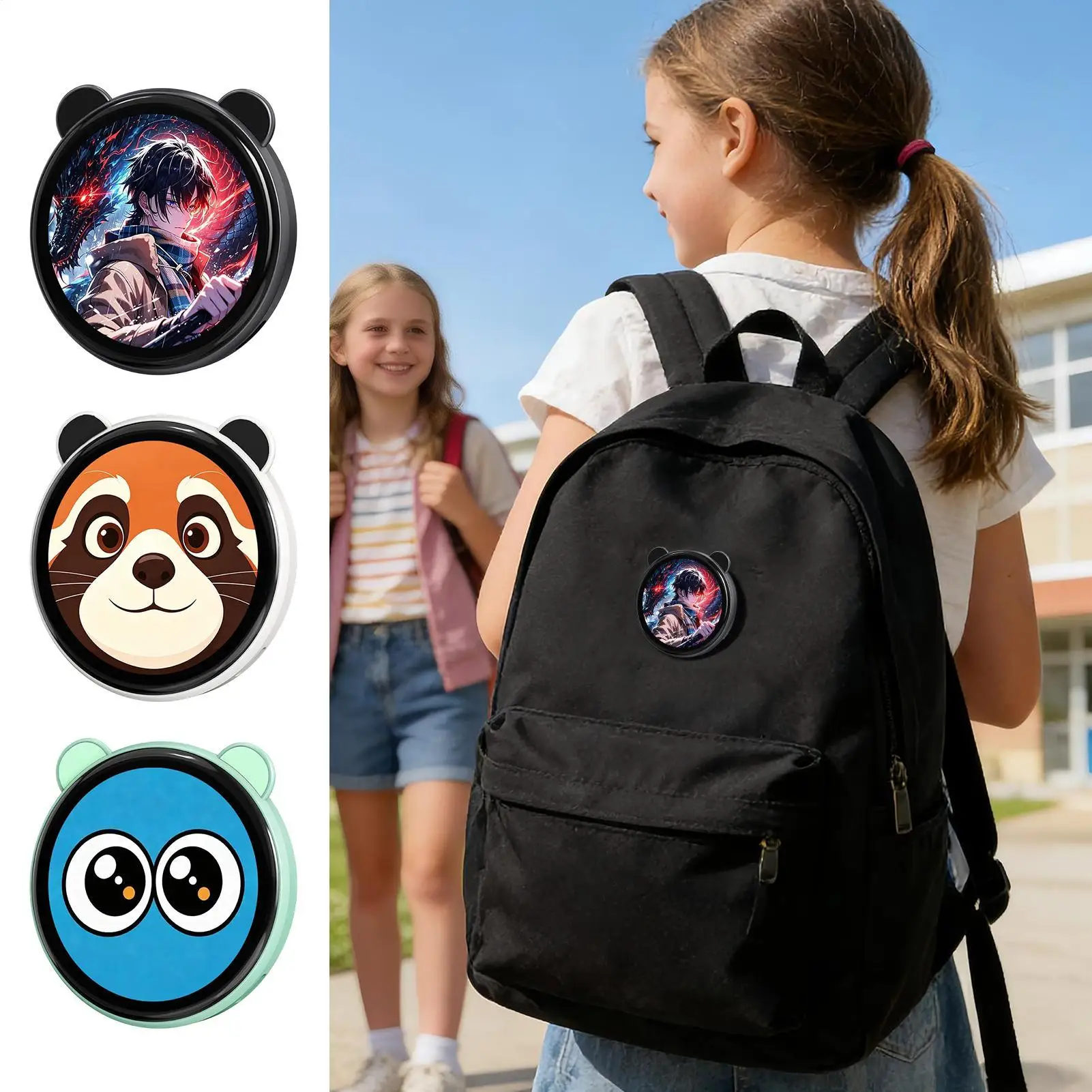 Digital Badge Pin 1.85 Inch HD Touchscreen Electronic Display With 7-Color Light Pins Anime For Cosplay Concerts Parties