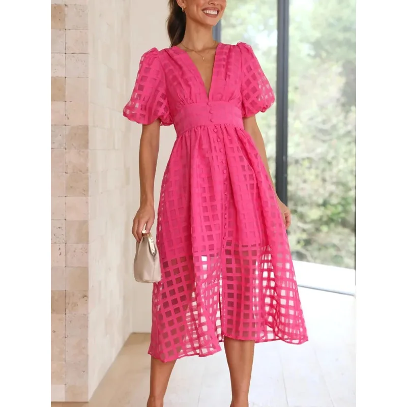 

Новое модное платье с рукавами-фонариками в европейском и американском стиле, разноцветное, повседневное, для вечеринок, для женщин