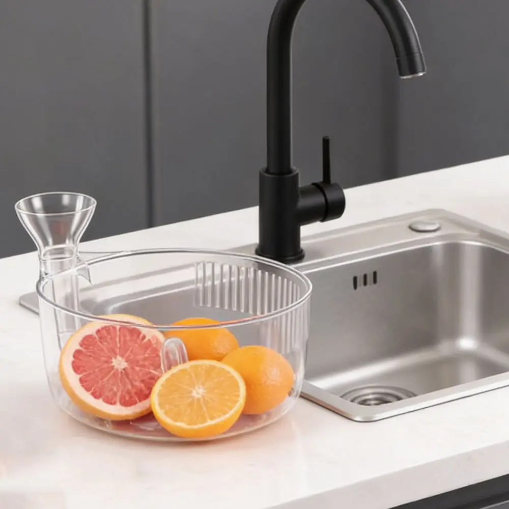 

Kitchen Colander Plastic Automatic Washer Bowl Transparent with Strainer Berries Washer Fast Draining Fruit Cleaner for Kitchen