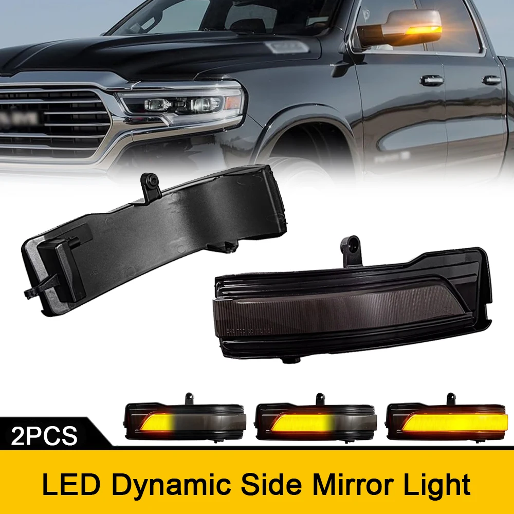 Free Error Side Mirror LED Repeat Blinker Turn Signal Lights For Dodge RAM 1500 2019-2023 All New Gen5 Indicator 68402097AA