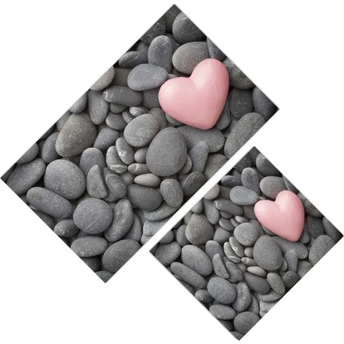 Cici Design Black Stone and Heart Toilet Seat Takımı-60x100-50x60