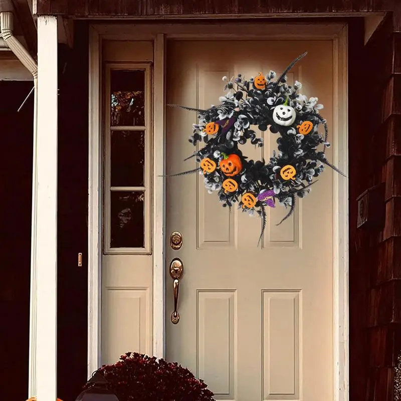 Halloween Fall Pumpkin MickeyWreath For Front Door Fall Wreath Pumpkin Face Wreath Pumpkin Face Wreath Decor Wreath Ornament