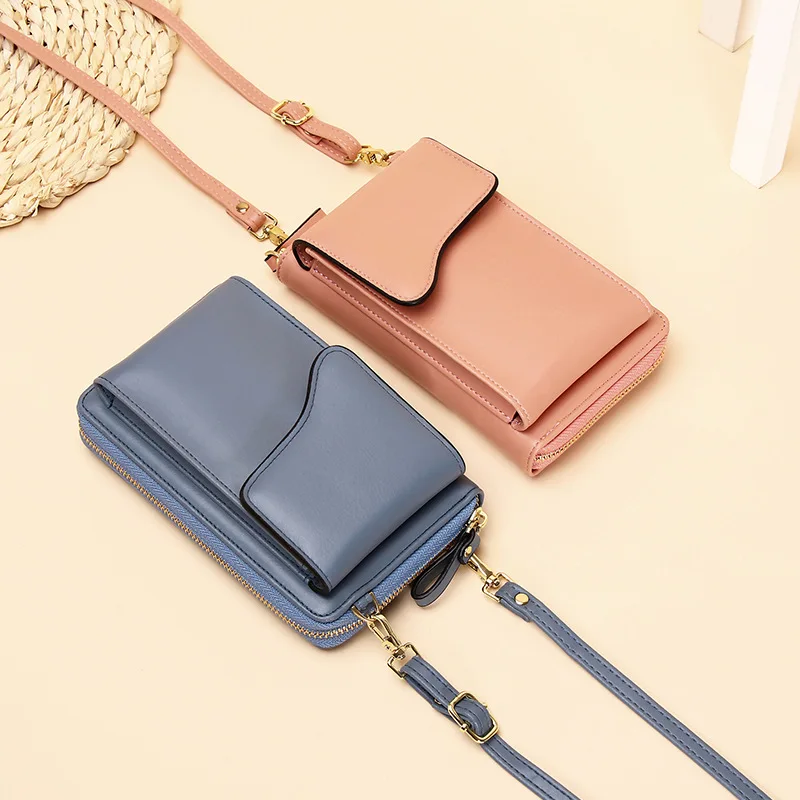 Classic Simple Minimalist Solid Color Phone Pocket Mini Shoulder Crossbody Bag Hasp Zipper Closure Free Shipping French Style