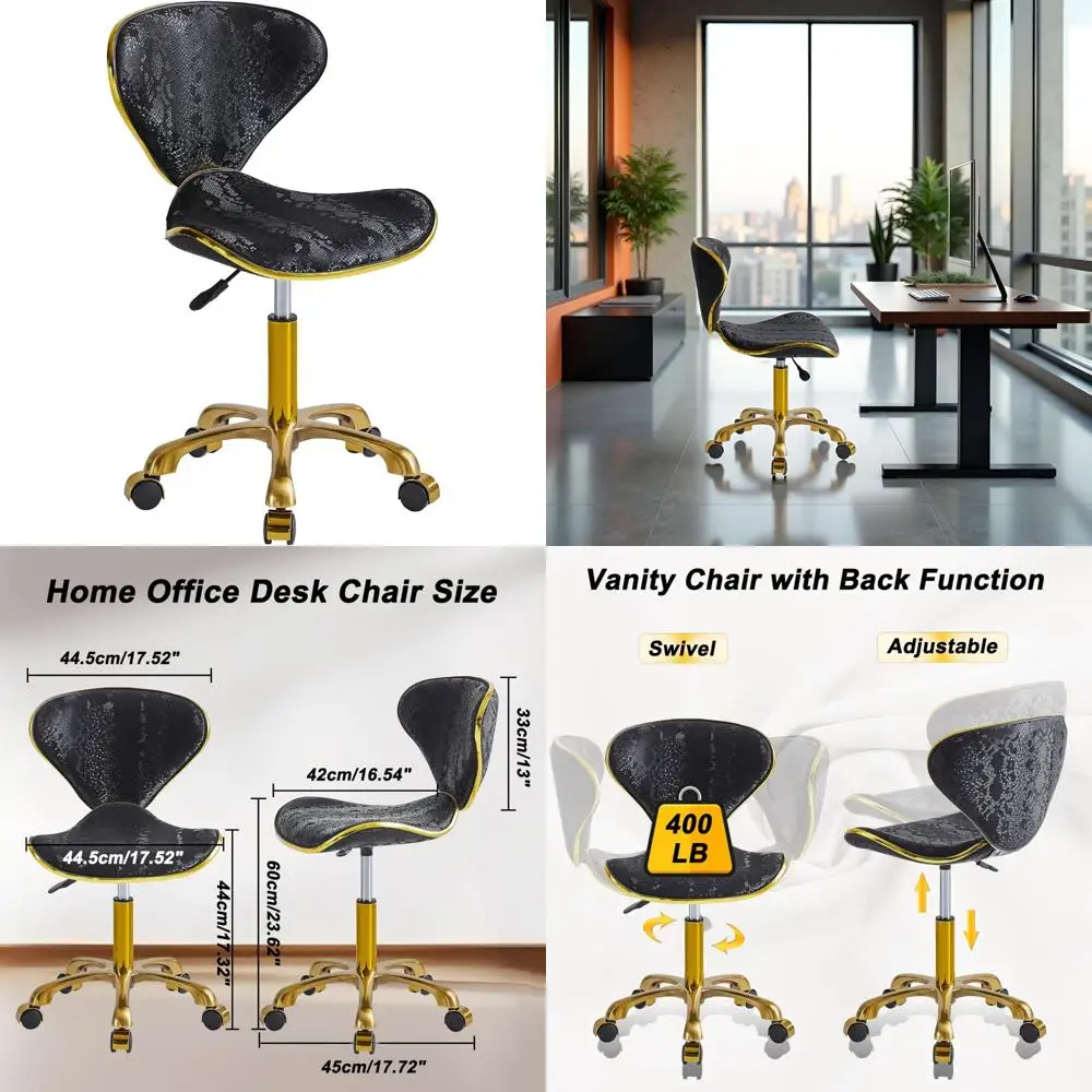 

Регулируемое вращающееся эргономичное офисное кресло, удобное туалетный столик из искусственной кожи с поддержкой спины и роликами, регулируемая по высоте