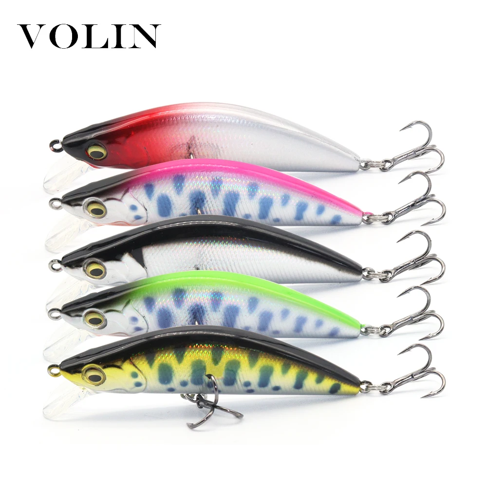 VOLIN NEW 1pc Sinking Minnow 50mm 4.5g Fishing Lure 65mm 8.2g Micro Artificial Hard Bait Longcast Wobblers for Trout Bass Pike