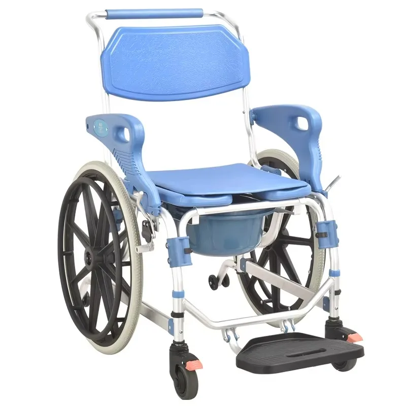 

Mobile Portable Foldable Wheeled Bathroom Chair Bucket Hoost Stool Nursing Commode Toilyet Chair for Elder