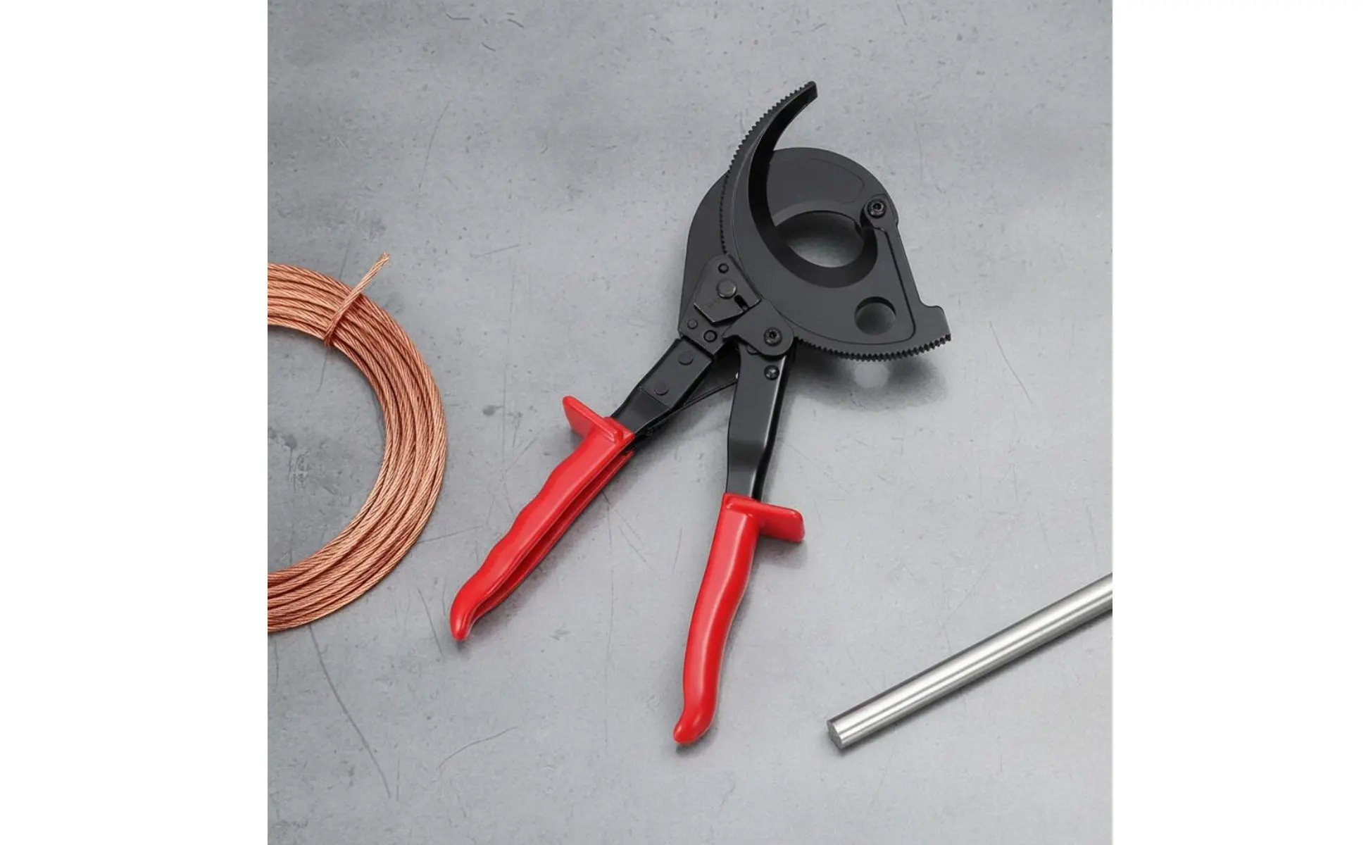 Ratcheting Cable Cutter Quick Release Heavy Duty Cable Shear Heavy-Duty Wire Cutter Non-Slip Grip Industrial Wire Cutting Tool