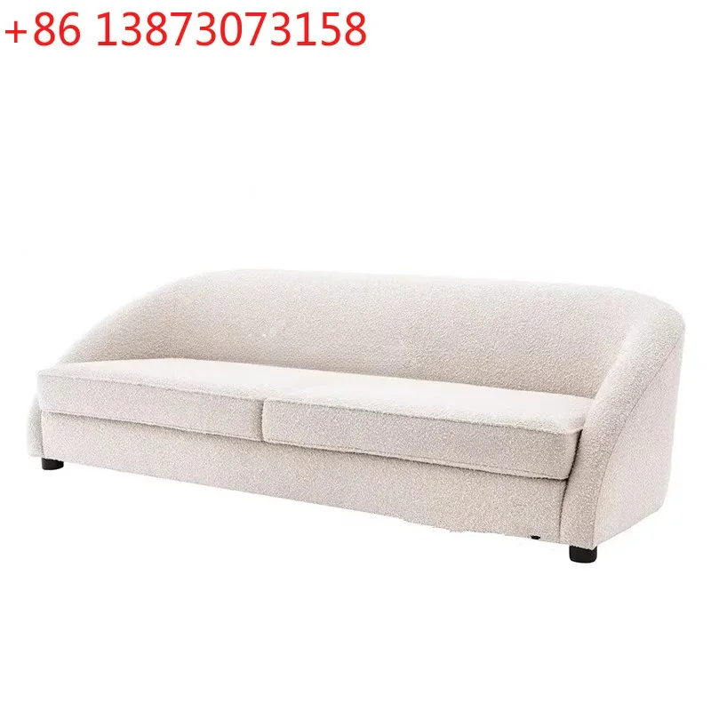 Nordic modern simple cream style lamb wool fabric sofa light luxury living room small apartment single double sofa