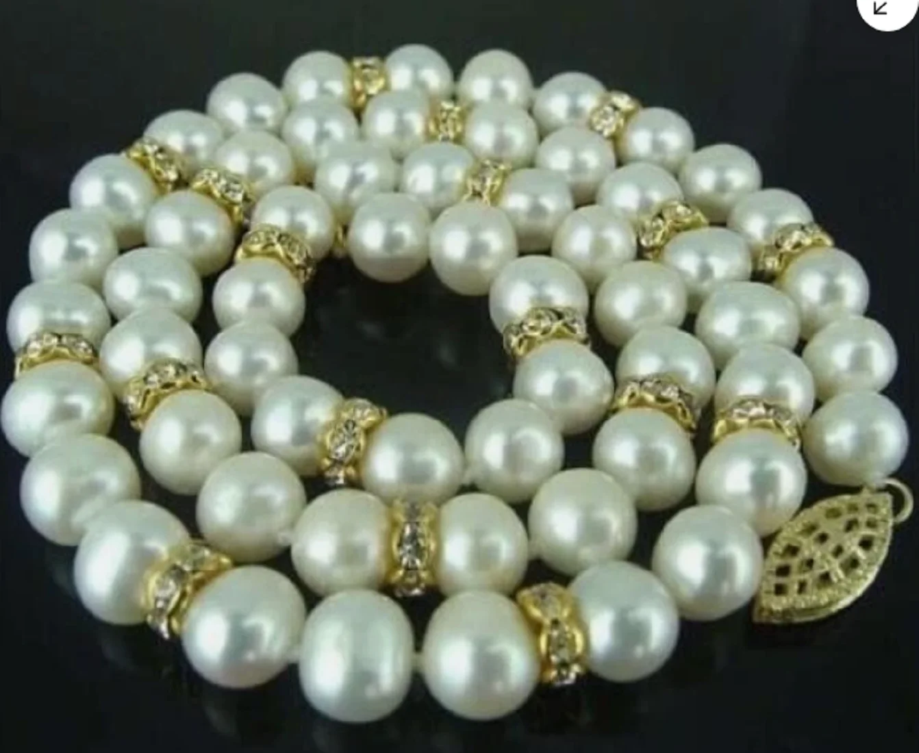 

beautiful AAAAA+ 9-10mm White Akoya Pearl Necklace 14k Yellow Gold Clasp 18